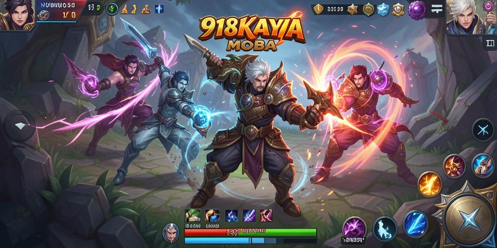 Tangkapan layar menampilkan aksi intens dalam permainan MOBA 918KAYA.