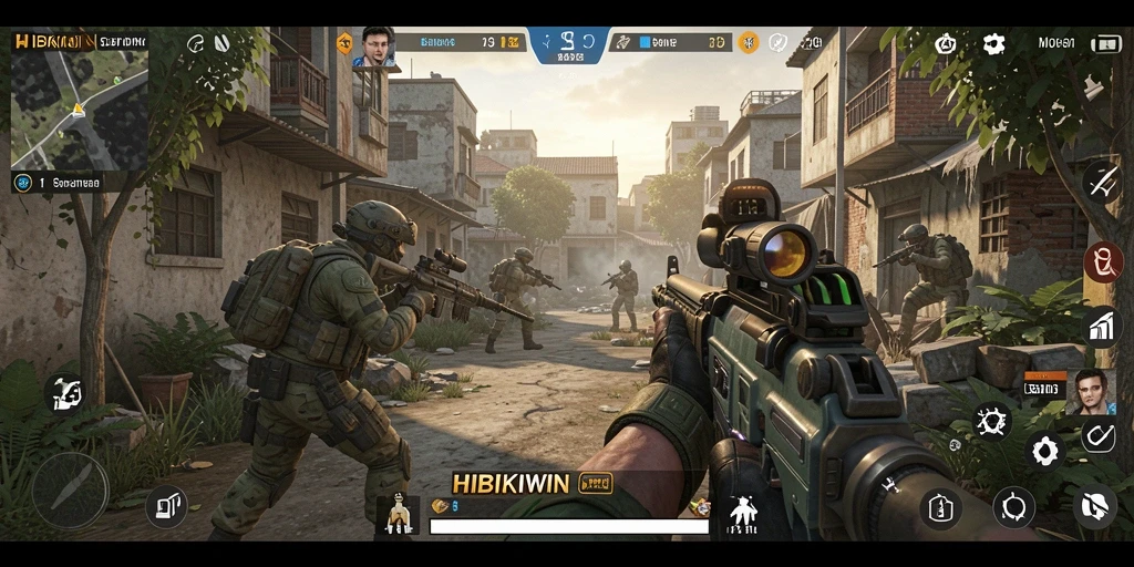 Tampilan gameplay HIBIKIWIN yang menegangkan dan penuh aksi.
