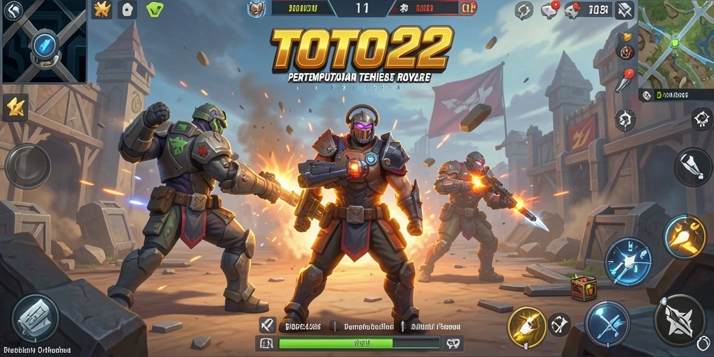 Screenshot gameplay <strong>TOTO22</strong> menampilkan aksi seru dalam pertempuran Battle Royale.